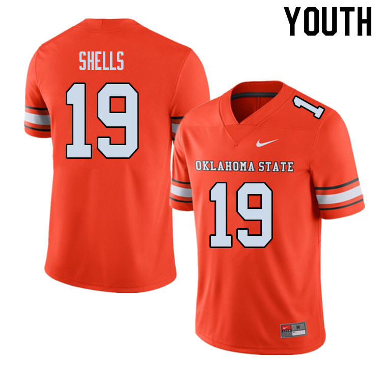Youth #19 Jalen Shells Oklahoma State Cowboys College Football Jerseys Sale-Alternate - Click Image to Close